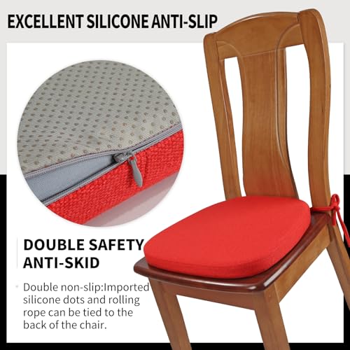 SINOSSO 1 Pack Memory Foam Chair Cushions for Dining Chair, Friendly Woven Fabric 16" U-Shape Comfortable Kitchen Chair Pad, Removable Slip Resistant Seat Cushion (1 Piece, Red) - color: Bright Red