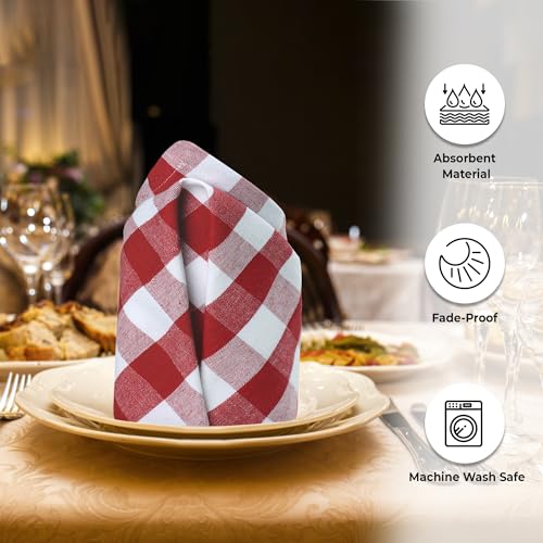 Urban Villa Cloth Napkins Cotton 20x20 (Set of 6) Red - color: 015 Red/White, size: 20" x 20" (Set of 6)