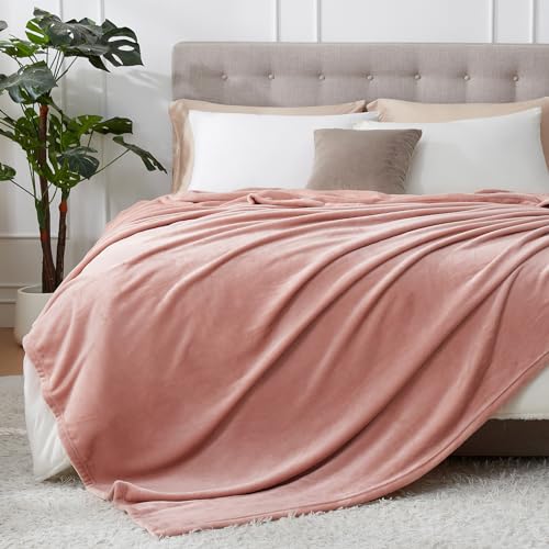 Hansleep Full Dusty Pink Fleece Blanket, Soft Flannel Bed Blanket | Fuzzy Cozy Blanket 84x90 Inches, Multi-use for Bed, Sofa, Couch, Travel, Camping, All Season Warm Lightweight Cover - color: Dusty Pink, size: Full (84x90 Inches)