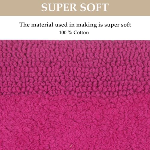 Home Weavers Luxury Collection 100% Cotton Reversible Bathroom Rugs Set, Washable Rug, Extra Soft and Absorbent Bath Rug, Kitchen Mat, 2 Piece Set(S+M), Hot Pink - color: Hot Pink, size: 2 Piece Set(S+M)