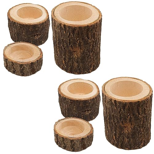 Yikko Wooden Tea Light Candle Holders, Personalized Wooden Votive Tealight Holder for Wedding Centerpieces for Table, Wedding |Birthday Party |Valentine's Day |Home Decoration - Set of 6 - size: Set of 6 (0.98", 1.65", 2.75")