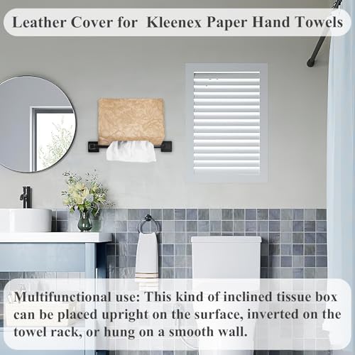 Leather Cover for Disposable Paper Hand Towel Box, Compatible with Kleenex Paper Hand Towel(1-Carved Beige) - color: 1-carved Beige