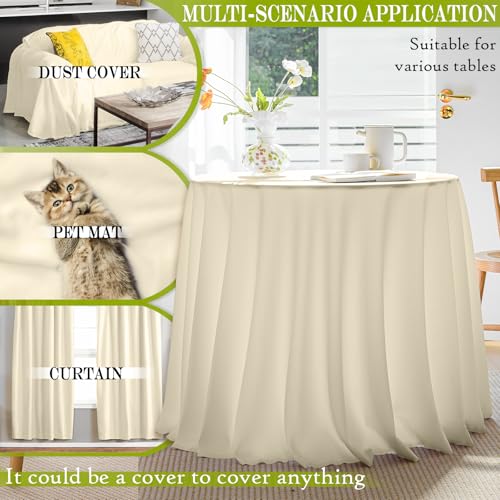 BYDOLL Table Cloth 60 Inch Round Tablecloth Fits Max50 Inch Diameter Table Top,Beige Polyester Washable Wrinkle-Free Spillproof Tablecloth for Party Patio Cover - color: Beige, size: 60" x 60" (Round-Fits Tables 36''-48'')
