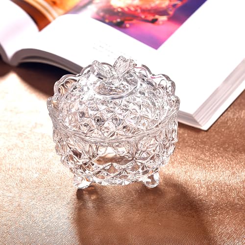 Colorful Crystal Glass Candy Snack Barrel Storage Jar Embossed Luxury Cookie Buffet Canister With Lids Jewelry Box Jar Biscuit Containers - color: Butterfly-Clear