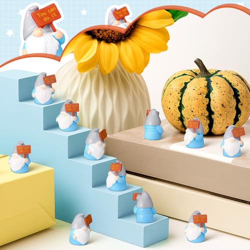 24 Pcs Mini Resin Gnomes Figurines Miniature Tiny Fairy Gnomes Figurines Inspirational Appreciation Gnome Statues with Motivational Word for Office Desk Table Employee Family Supplies(You Can Do It) - color: Classic, style: You Can Do It