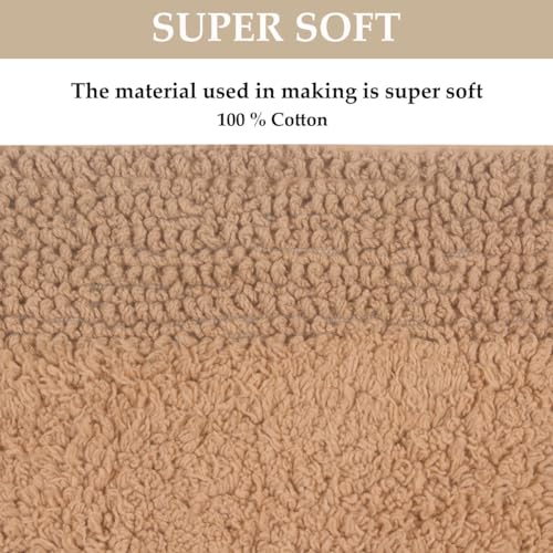 Home Weavers Luxury Collection 100% Cotton Reversible Bathroom Rugs Set, Washable Rug, Soft Cotton Extra Soft and Absorbent Bath Rug, Kitchen Mat, 2 Piece Set(S+M), Linen - color: Linen, size: 2 Piece Set(S+M)