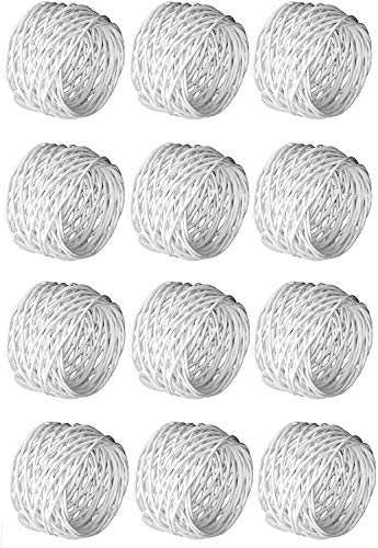 ITOS365 Handmade White Round Mesh Napkin Rings Holder for Dinning Table Parties Everyday, Set of 12 - color: White1