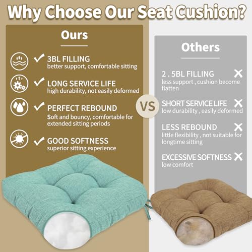 BUYUE Chair Cushion Set for Rocking Chair, Back Pillow & Seat Cushion with Ties, Original Woven Fabric Non-Slip Chair Pads for Elderly Sitting, Light Green - color: Light Green