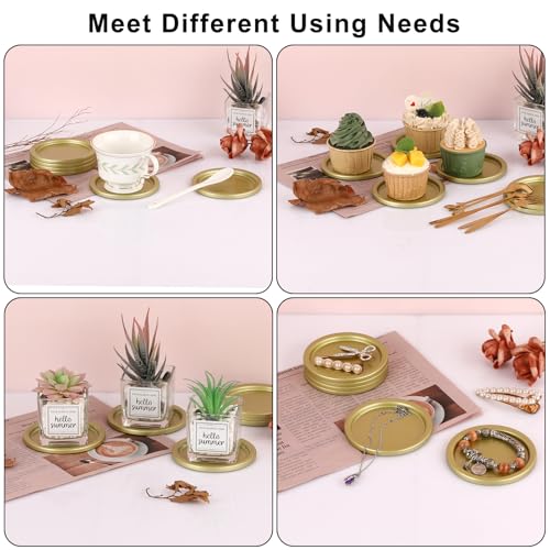 OwnMy 3PCS Iron Candle Holders for Pillar Candles, 3" Metal Candle Plates | Small Round Tealight Holders Gold Iron Pillar Candle Trays, Elegant Candle Stand Bases for Wedding Dining Table Centerpieces - color: Gold-3pcs