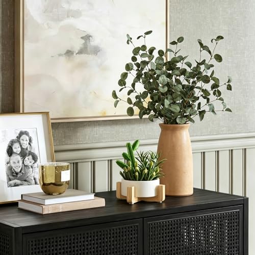 4PCS 22.2Inch Faux Greenery Eucalyptus Stems Leaves Plant for Vase(Green) | soft thin-styrofoam nice-touch natural look easy to adjust suitable for various vases without any maintenance - color: Green
