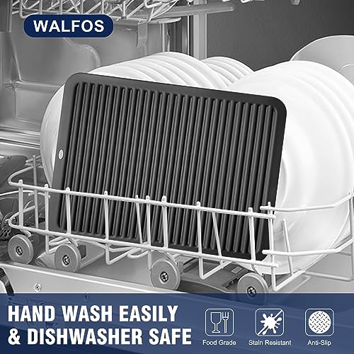Walfos Large Silicone Trivet 16x12 Inch, Trivets for Hot Pots and Pans, Heat Resistant Pot Holders Hot Pads for Kitchen Quartz Countertops, Hot Dishes - style: 16x12in, 1 Black XXL Trivet