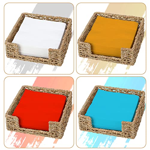 Napkin Holder Wicker Woven Basket Kitchen Decor for Table Dinner Paper Tray | 1 Pack, Home Decor, Square, Seagrass, Handwoven, Napkin Holders For Paper Napkins - size: L7.9" X W7.9" X H2.8"