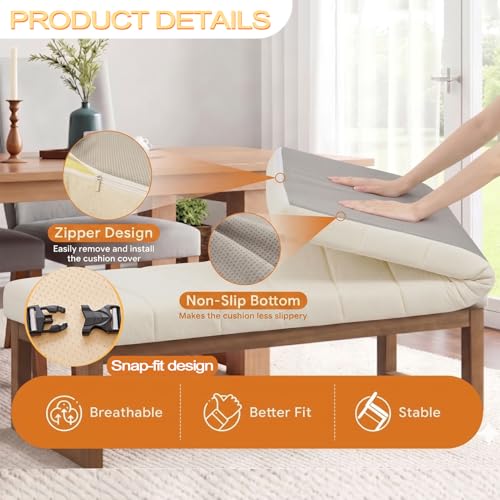 Bench Cushions for Indoor Furniture 30x16in with Ties,1.8in Dick Teddy Fleece Bay Window Seat Cushions Covers Removable Indoor,Water-Repellent Piano Bench Cushion for Entryway Bench,Dining,Dark brown