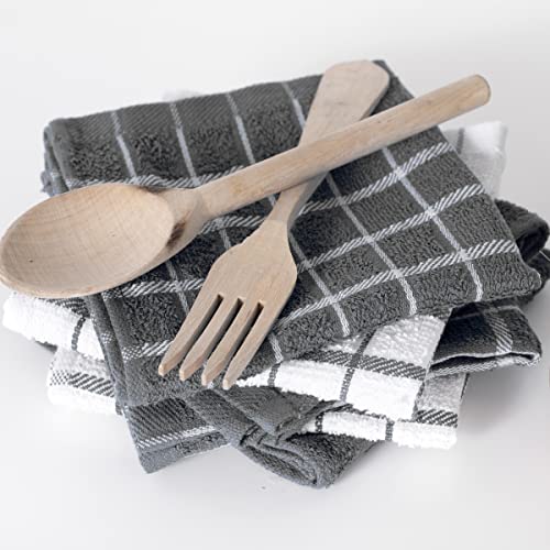 Ritz Premium 3-Pack Kitchen Towel & 6-Pack Dish Cloth Set - Highly Absorbent, Super Soft, Long-Lasting, 100% Cotton Terry Drying Cleaning Cloths, Gray - color: Gray, size: 9-Pack Bundle