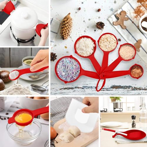 LIANYU 43 Pcs Kitchen Cooking Utensils Set, Silicone Cooking Utensils Spatula Set with Holder, Heat Resistant Kitchen Gadgets Tools for Nonstick Cookware Set, Stainless Steel Handle, Red - color: Red