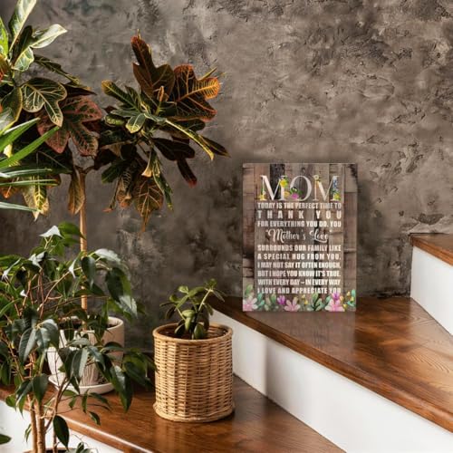 RTVJTERQ Mother Canvas Wall Art, Thank You Mom Rustic Floral Wood Print, Sentimental Gift for Mom, Ready to Hang 8x10 Inches - color: Quote 24