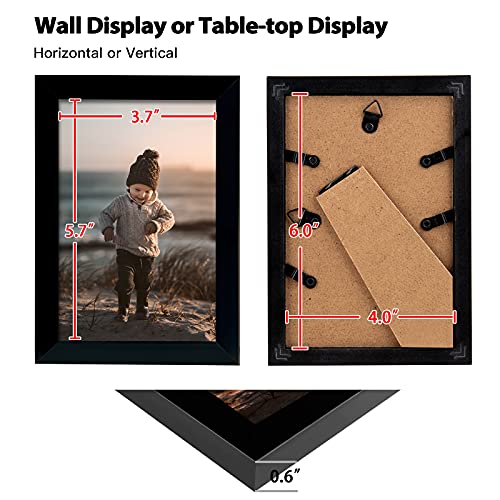 4x6 Picture Frame Black Set of 6 Wooden Photo Frames | 4 x 6 Picture Frame with Plexiglass Fits 4x6 without Mat for Table and Wall Display - color: Black, size: 4x6