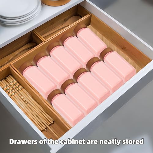 6Pcs 4 oz Square Glass Spice Jars with Label, Empty Spice Containers with Wooden Lids, Square Seasoning Containers and Supplement Set, Small Seasoning Bottles for Salt, Sugar, Pepper (Pink) - color: Pink