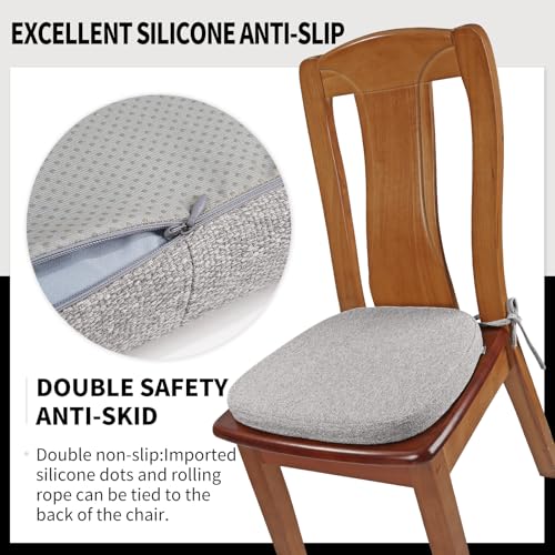 SINOSSO 1 Pack Memory Foam Chair Cushions for Dining Chair, Friendly Woven Fabric 16" U-Shape Comfortable Kitchen Chair Pad, Removable Slip Resistant Seat Cushion (1 Piece, Light Grey) - color: Light Grey