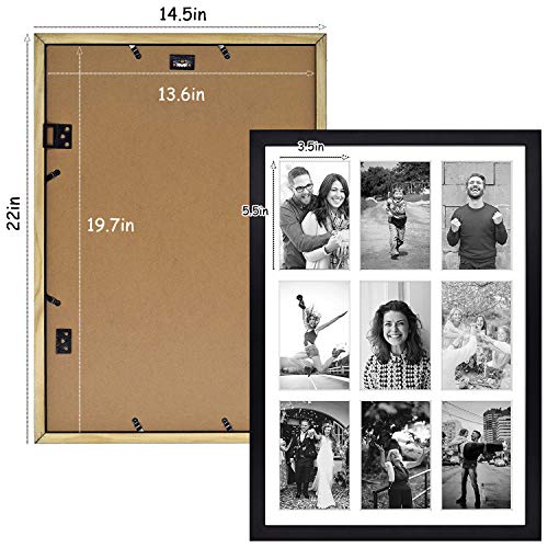 Golden State Art 9-Openings 4x6 Wood Collage Picture Frame Black | Fits Nine 4x6 Photos, White Mat, Photo, Art,13.6x19.7 Poster or Print Display, Tempered Glass,1 Pack - color: Black, size: 1 Pack