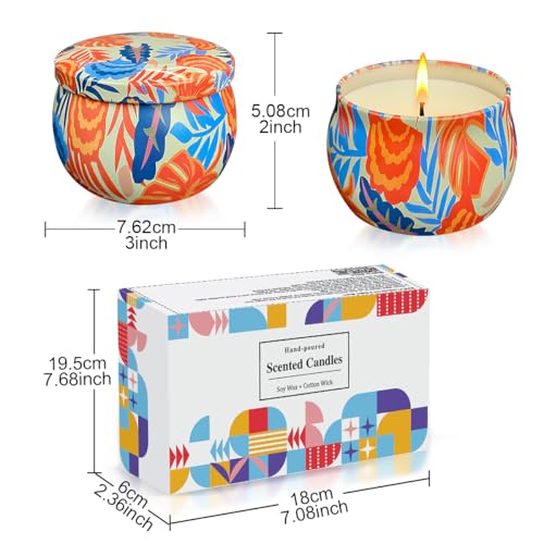 2 Pack Soy Candles Gift Set, 4.4 oz Aromatherapy Candles, Lavender and Rose Scents in Portable Tin Jars - for Home, Travel, Spa, Bath, Yoga
