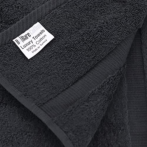 Monogrammed Hand Towel, Personalized Gift, Set of 2- Gold Block Letter Embroidered Towel - Extra Absorbent 100% Turkish Cotton - Soft Terry Finish - Initial S Black - color: Black & Gold, size: Initial S