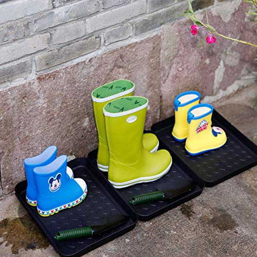 Set of 3 Boot Tray,Water Resistant Plastic Utility Shoe Tray Mat for Indoor and Outdoor Use in All Seasons Weather, Multi-Purpose Dog Food Bowls