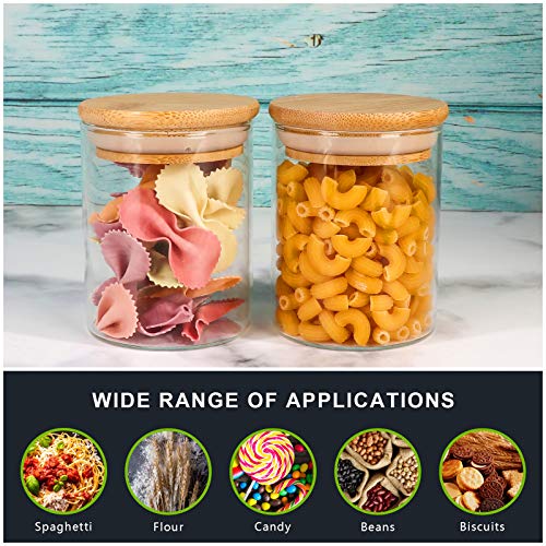DHSBTLS 15 Pack 8 oz Glass Jars With Bamboo Lids for Kitchen, Pantry | Borosilicate Airtight Canisters, Food Storage Container, Pantry Organization, Kitchen Sets, Spice Containers - size: 8 fl oz (15 pcs)