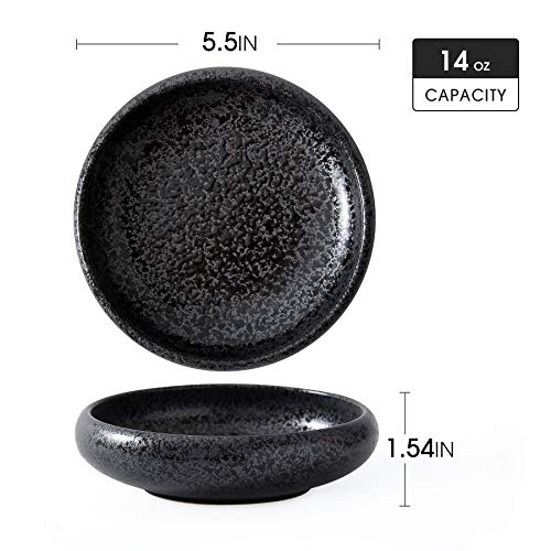 Uaral Japanese Plates Serving Dishes,Salad Bowl Set,Dessert Plate,Appetizer Plate Set of 4,5.5 inch(Black Speckled) - color: Black Speckle