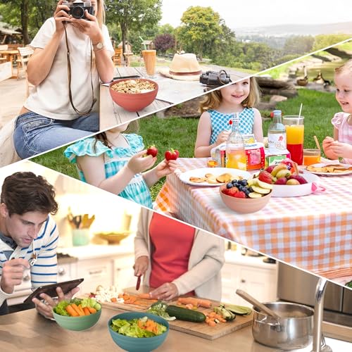 Quatish 14 PCS Cereal Bowls,Plastic bowls,Wheat Straw Soup Bowl, Beige | Unbreakable,Dishwasher & Microwave Safe, Easy-to-Clean,Lightweight,Portable,for Camping Salad Kitchen & Picnics,Snack,Small - color: Beige