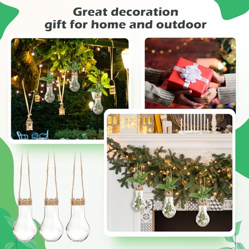 12 Pack Hanging Plant Propagation Stations 3.9 Inch Plastic Propagation Vases with Hooks and Cleaning Brush Clear Window Wall Jars for Home, Office, Bathroom Decor, Gift for Plant Lovers