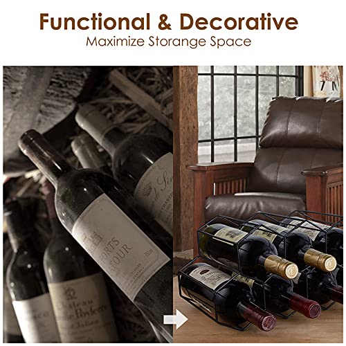 Fomanish 7 Bottle Holder - Freestanding Wine Rack, Modern Metal Tabletop Holder for Kitchen & Wine Cellar - color: Black