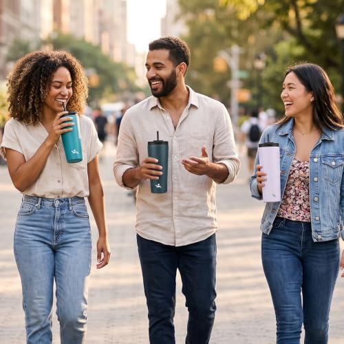 Konokyo 22 oz Insulated Tumbler Water Bottle with Straw Lid, Angel White | Stainless steel insulated tumbler for coffee, water and iced drinks; spill-proof lid, 2 straws, cup-holder friendly - color: Angel White, size: 22 Ounces
