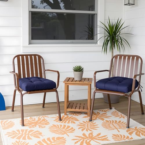 Gnostik 2 Pack Outdoor Patio Chair Cushions Waterproof Rocking Chair Cushion U Shaped Patio Replacement Cushions with Ties for Porch, Garden,18.6" x 18.6", White - color: White