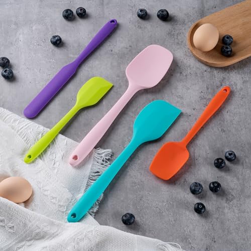 Silicone Spatula Set,5 Piece Food Grade Rubber Spatulas,Multicolor | Spatulas Silicone Heat Resistant for Baking,Cooking,and Mixing High Heat Resistant Non Stick Dishwasher Safe BPA-Free - color: Multicolor