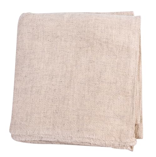 Cashmere Blanket – Hand Woven 100% Pure Wool Throw Blanket, 135 x 270 cm – Plain Cozy, and Soft Blanket for Bed, Sofa, or Couch - Made in Nepal - color: White Grey