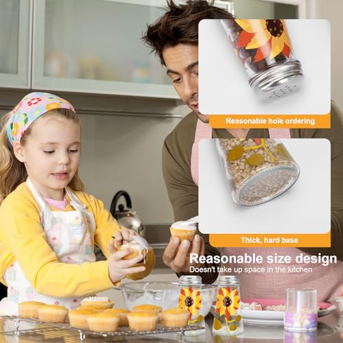 Baked Flower Painted Cone Salt and Pepper Shaker Set, Sunflower, Yellow, 2 Pieces