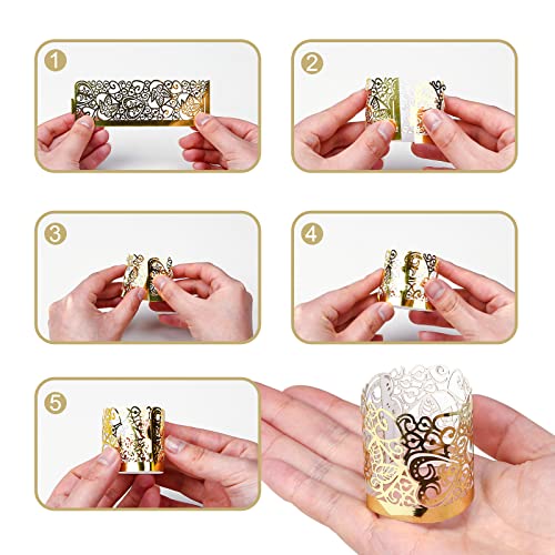 48PCS Votive Candles Holders Wraps, Gold Tea Light Candle Fairy | Home Decoration(no Bottom) - color: Gold