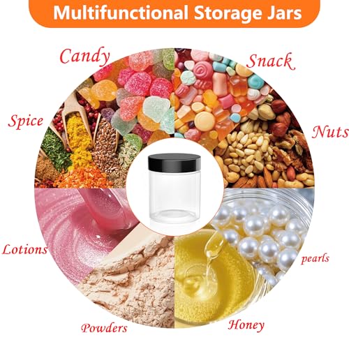 84PCS 4oz/125ml Plastic Jars with Screw On Lids Pressure Sensitive Seal,Clear Container for Storing Dry Food,Lotion, Makeup, Slime, Honey Jam, Cream, Butter,Black - color: Plastic-84Pack-Black