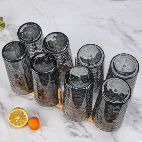 BPA-Free Plastic Tumblers 8 Pack (8x22oz) | Reusable Dishwasher Safe | Stackable Shatterproof Cups | Plastic Drinkware & Drinking Tumblers for Restaurant, Home, Party - color: Gray, size: 8-Pack