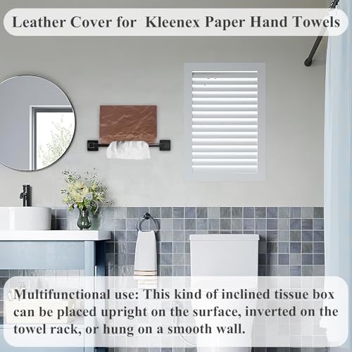 Hand Towels Box Cover,PU Leather Tissue Box Cover Holder Compatible with Kleenex Disposable Paper Hand Towels Suitable for Dining,Kitchen,Bathroom(1-Brown) - color: 1-brown