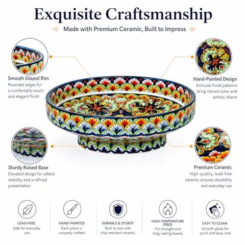 10" Bohemian Style Decorative Bowl, Large Fruit Bowl for Kitchen Counter,Stylish Key Bowl for Entry Table, Bread Candy Snacks Organizer