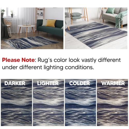 Keen Home Design Runner Rugs - 32"x91" Non-Shedding, Thick Pile Abstract Rugs for Kitchen, Living Room, Bedroom, Dining Room, Entryway - Size: 2'8" x 7'7", Skrik Navy - color: Skrik Navy, size: 2'8" x 7'7" (Runner)