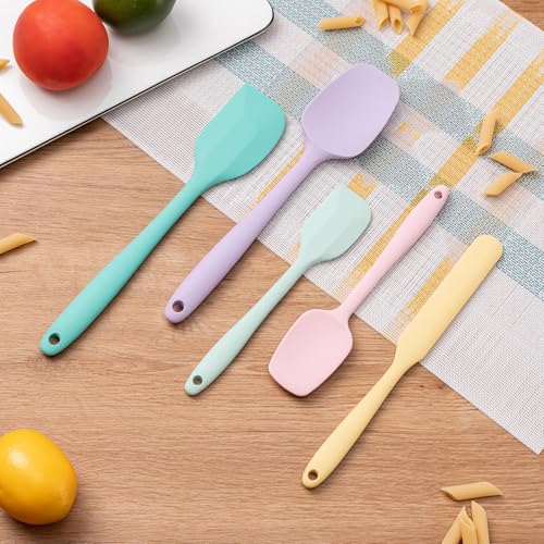 Silicone Spatula Set,5 Piece Food Grade Rubber Spatulas,Multicolor 3 | Spatulas Silicone Heat Resistant for Baking,Cooking,and Mixing High Heat Resistant Non Stick Dishwasher Safe BPA-Free - color: Multicolor 3