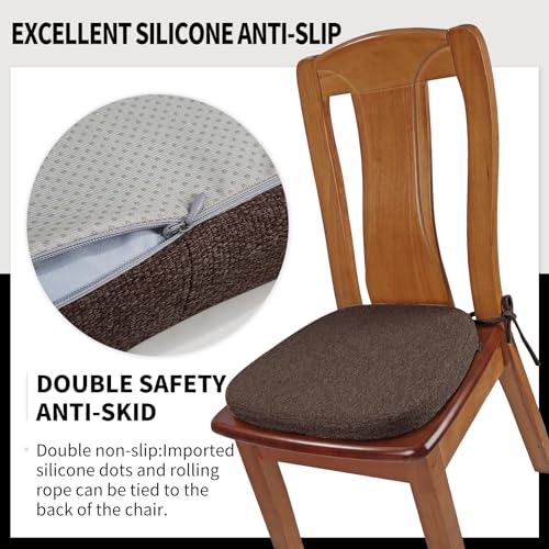 SINOSSO 1 Pack Memory Foam Chair Cushions for Dining Chair, Friendly Woven Fabric 16" U-Shape Comfortable Kitchen Chair Pad, Removable Slip Resistant Seat Cushion (1 Piece, Dark Brown) - color: Dark Brown