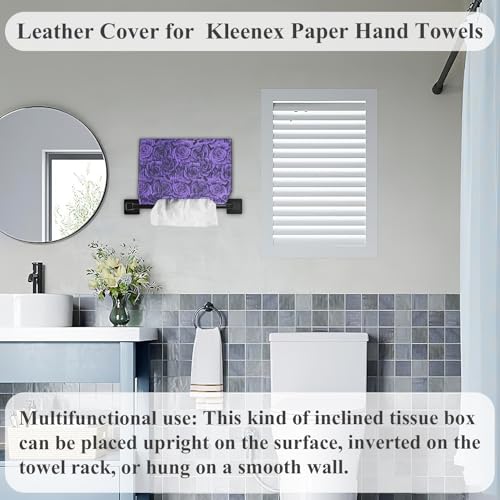 Leather Cover for Disposable Paper Hand Towel Box, Compatible with Kleenex Paper Hand Towel(1-3D Rose Purple) - color: 1-3d Rose Purple
