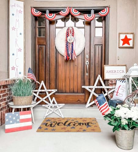 FGSS Patriotic 4th July Independ-Day Welcome-Door-Mats Holiday-Doormats - color: Red Blue Stars Welcome Mat