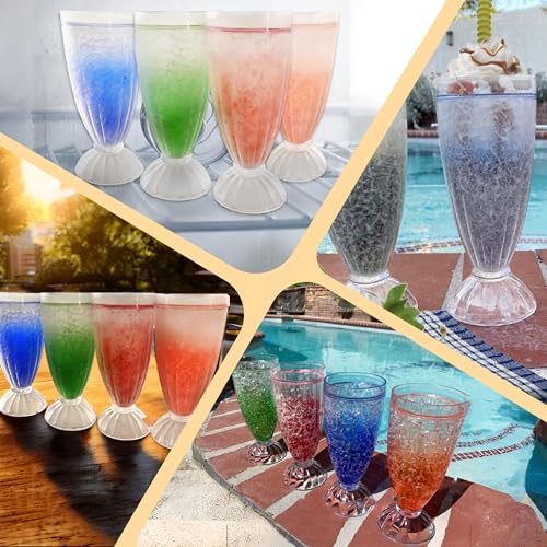 Lily's Home Frosted Freezer Milkshake Glasses, 12 oz Set of 4 – Double Wall Insulated Acrylic with Liquid Gel for Root Beer Floats, Smoothies & Ice Cream Sodas, Home Bar, Kitchen, Party & Dessert Shop - style: Milkshake cup(12oz)