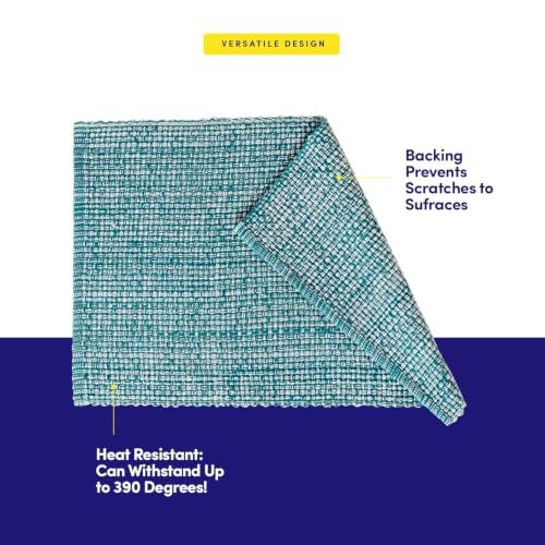 Sweet Home Collection 100% Cotton Placemats for Dining Room Rectangle Two Tone Woven Fabric 13" x 19" Soft Durable Table Mat Set, Set of 6, Turquoise - color: Turquoise, size: Rectangle 13" x 19"