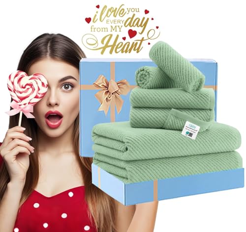 VOOVA & MOVAS 6PC Towel Set, 100% Cotton, Mint | 2 Large Bath 30x56 In, 2 Hand 18x28 In, 2 Wash Cloths 13x13 In, Quick Dry, Thick, Soft, Towel Gift Set - color: Mint Green, size: 6 PC Bathroom Towel Set